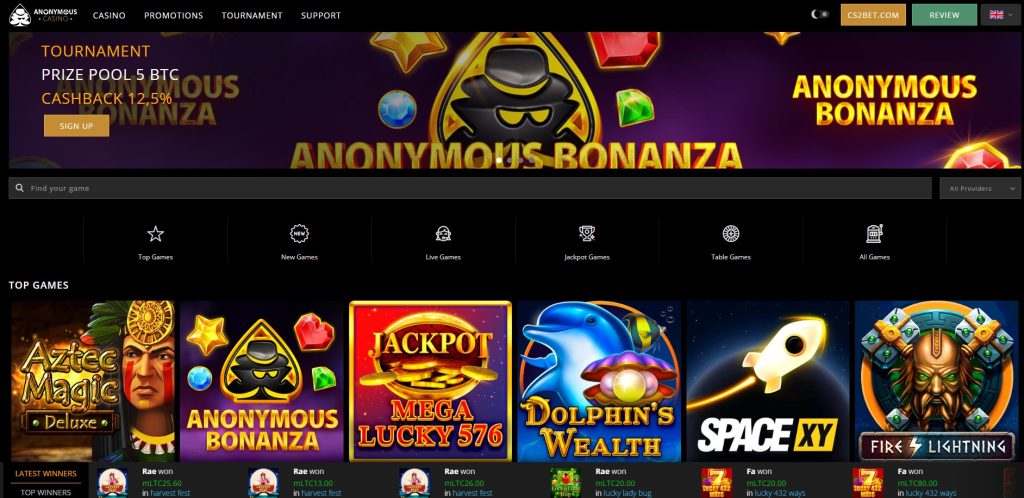 Anonymous Casino boasts a sleek and user-friendly website interface, making it easy for players to navigate and find their favorite games.