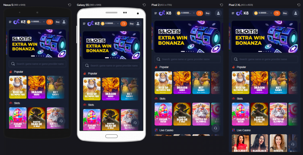 K8 Casino website is fully optimized for mobile devices.