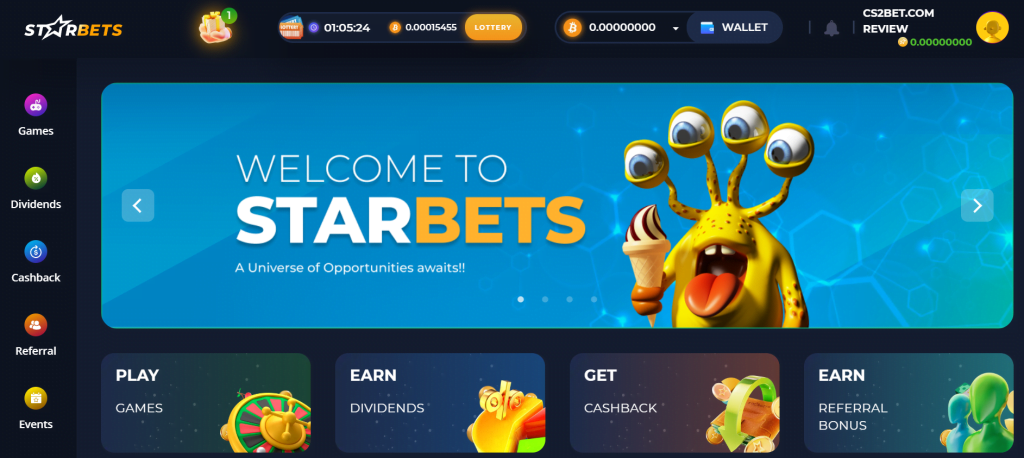 Starbets.io features a clean and intuitive user interface that is easy to navigate, even for beginners