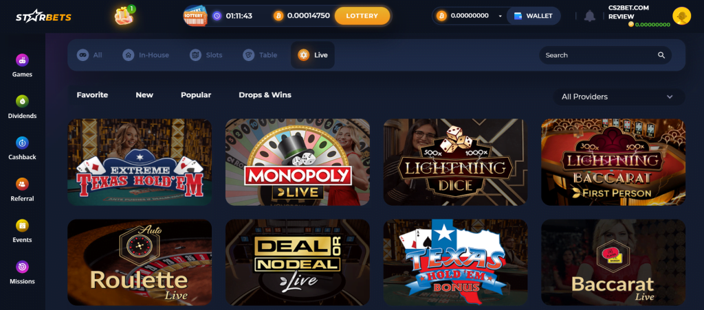 For a more immersive and interactive gaming experience, check out the live casino section at Starbets.io