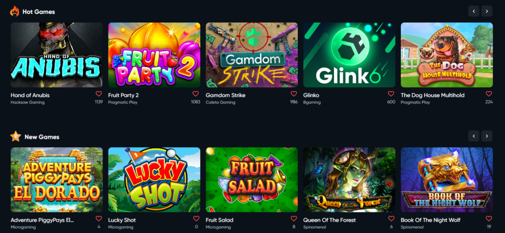 GAMDOM features a wide variety of slot games from top software providers, including popular titles like Starburst, Gonzo's Quest, and Book of Dead.