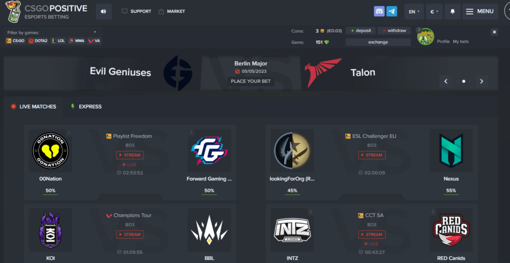 CSGOPositive's website is sleek and easy to navigate