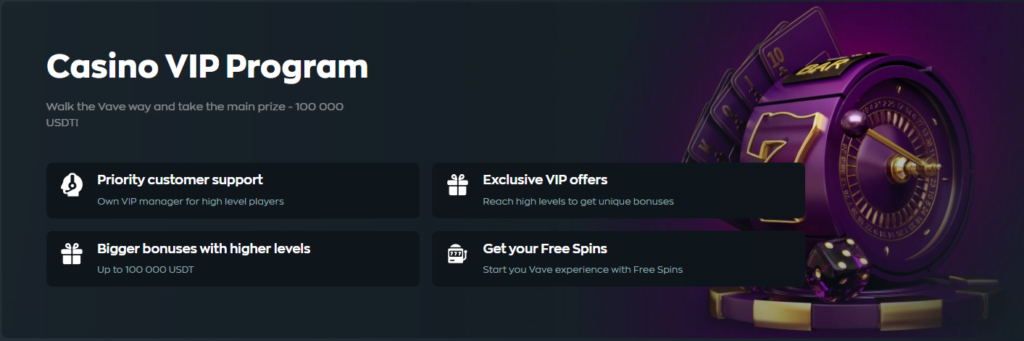 VAVE's VIP program rewards loyal players with exclusive bonuses